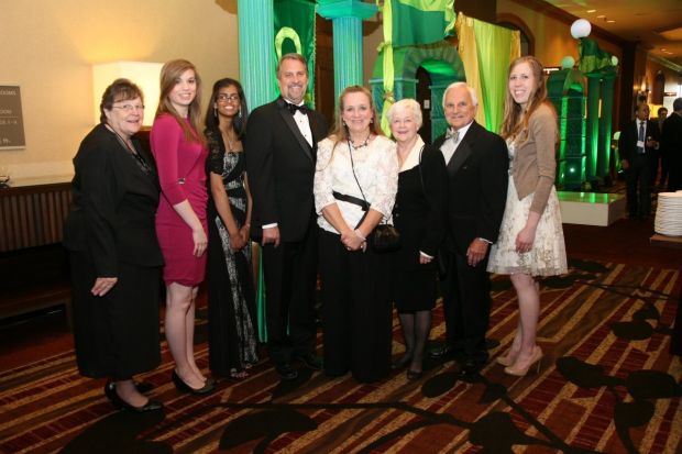Sister Mary Louise Degenhart, Salia Richardt, Puja Patel, President of St. Louis College of Pharmacy John Pieper, Patrice Pieper, Donna and Dean of Pharmacy at Virginia Commonwealth University Rick Yanchick, Kelly Plach